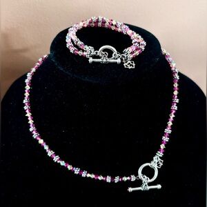Elyse Ryan Sterling Silver Pink & Yellow Swarovski Crystal Bead Jewelry Set❣️